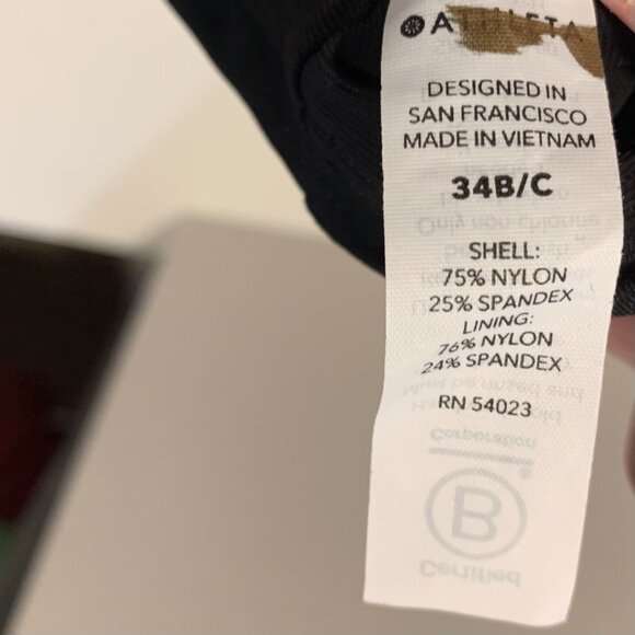 Athleta Seascape Blouson Tankini Top Women's Size 34B 34C NEW Black Underwire - Picture 6 of 6